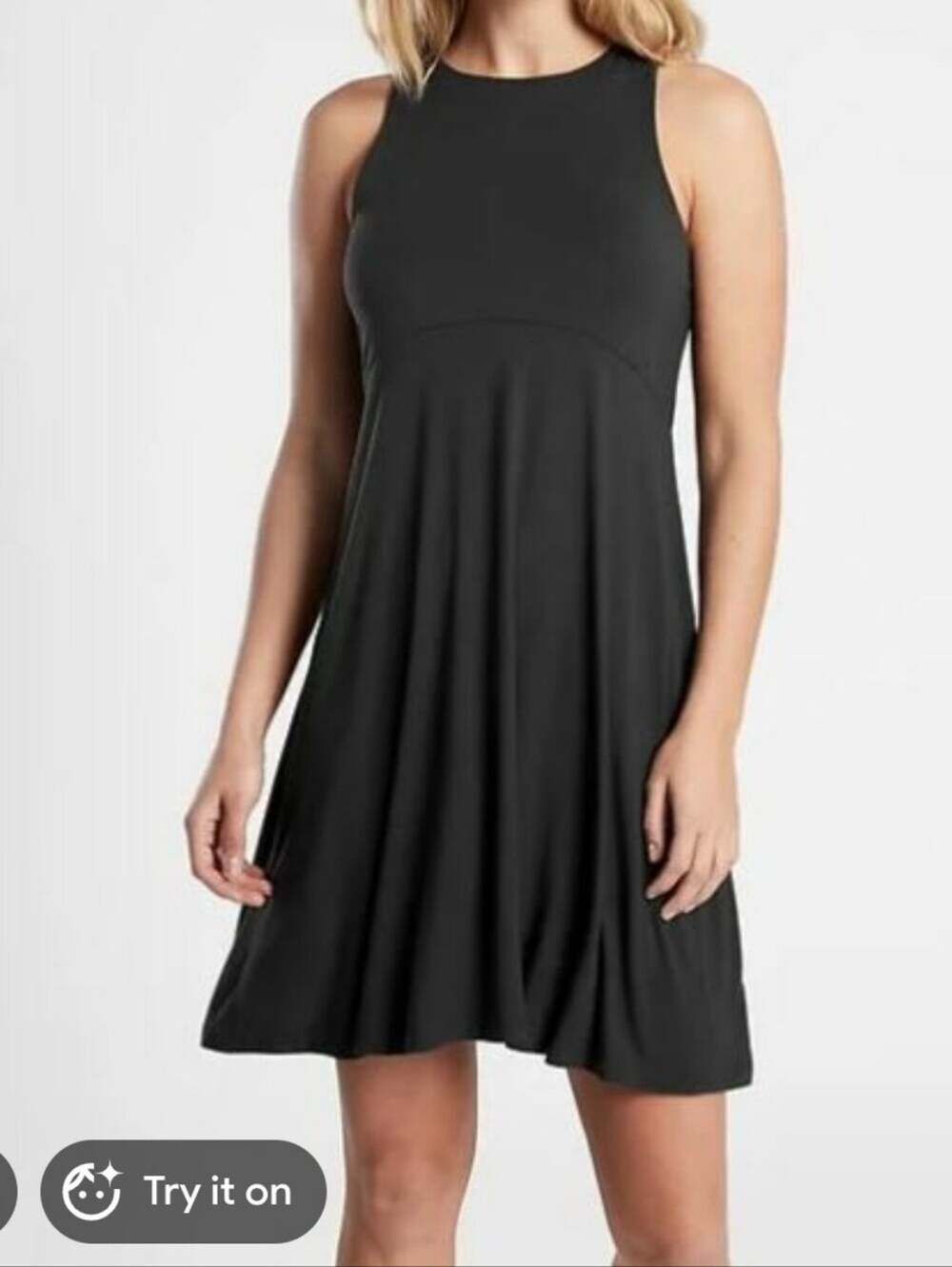 Athleta Santorini Black High Neck Modal Dress